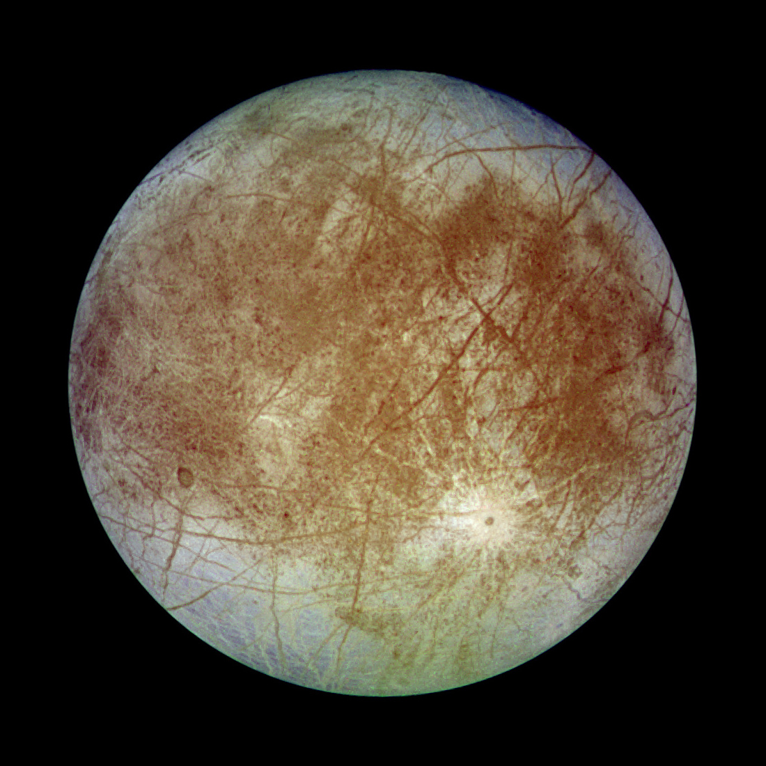 Europa, the icy moon of Jupiter, in natural color